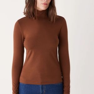 Frank & Oak rust long sleeve mockneck t shirt NWOT XS